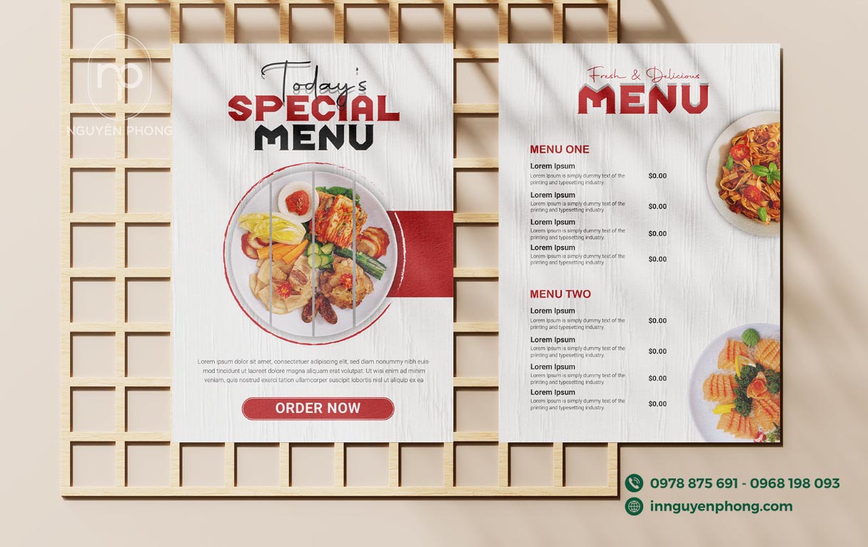 Báo giá in menu theo yêu cầu